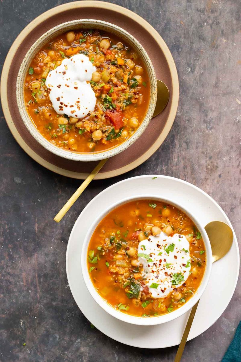 Moroccan Harira Soup with Chickpeas, lentils, quinoa